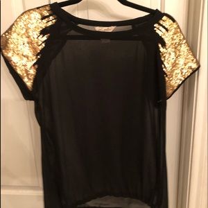 Black and Gold Sequin Top